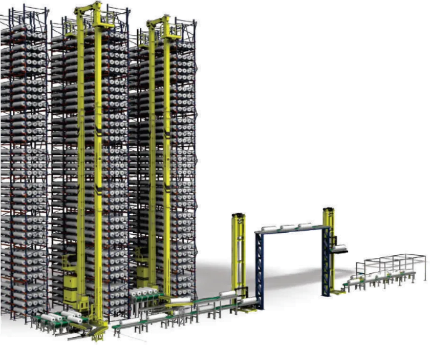 ASRS fabric roll storage with high-bay cranes
