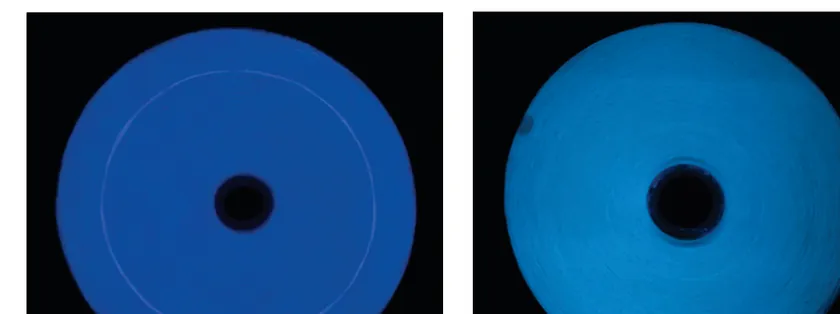 CONE-i UV defect analysis showing contamination on a yarn cone